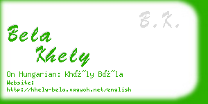 bela khely business card